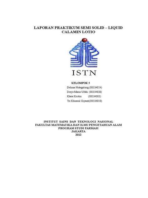 Laporan Calamin Lotion Pdf