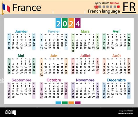 French Calendar 2024 Elset Nathalie