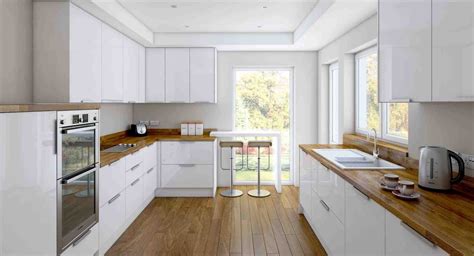 White Kitchen Cabinets With Light Wood Floors Wooden Countertops Kitchen White Gloss Kitchen