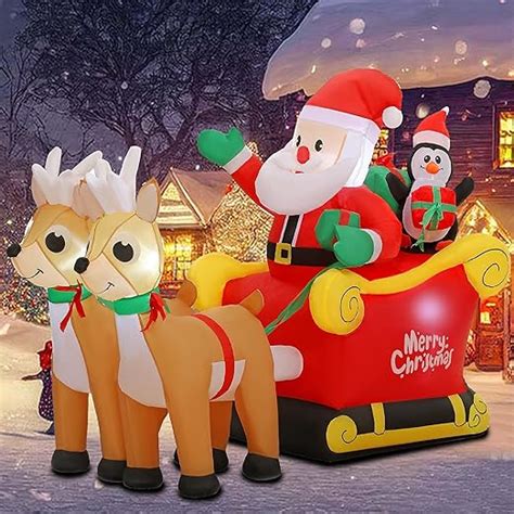 Amazon Sungift Christmas Inflatable Santa Sleigh And Reindeer