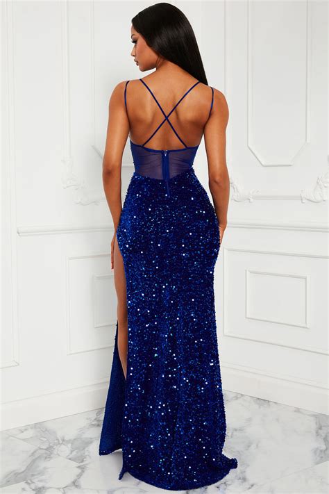 Krissy Sequin Maxi Dress Royal Fashion Nova Dresses Fashion Nova