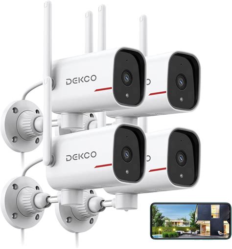 DEKCO 4Pack Home Security Cameras With 2K Color Night Vision Pan