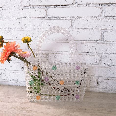 Handmade White Beaded Bag Acrylic Beaded Handbag Summer Tote Etsy UK