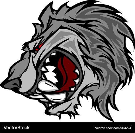 Wolf mascot cartoon with snarling face Royalty Free Vector