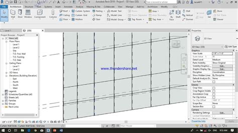 03 Curtain Wall And Grid And Mullion In Revit 2019 Youtube