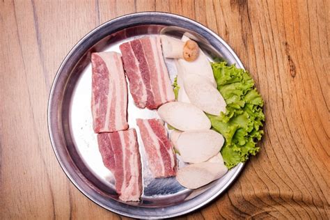 Premium Photo Korean Traditional Style Fresh Pork Beef Belly Bbq