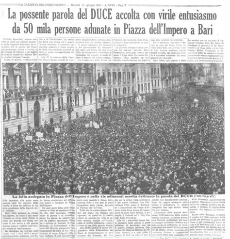 Accadde A Bari L Italia Entra In Guerra 1940 Webzine Di Cultura