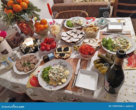 New Year Russian Table Editorial Photo Image Of Christmas 170597446