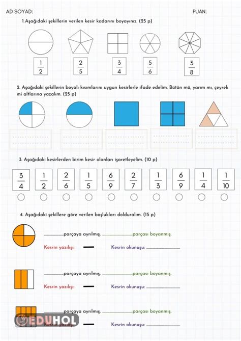 Matematik S N F Kesirler Eduhol Ders Videolar Zle Online Test