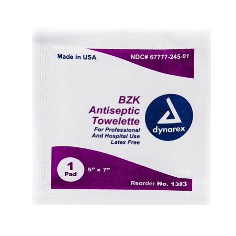 Bzk Antiseptic Towelettes Wipe Benzalkonium Chloride Pack Of