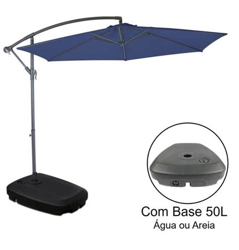 Kit Ombrelone Bora Bora Guarda Sol Metros Azul Base Pl Stica L