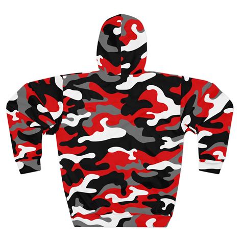 Red Camo Hoodie Black & Red Camouflage Hoodie Men's Red Camo Hoodie ...