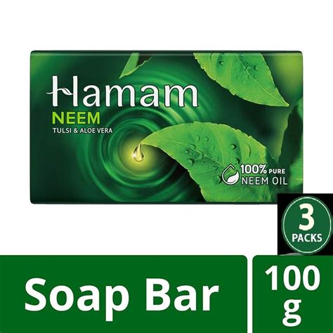 Hamam Neem Tulsi And Aloe Vera Ayurvedic Soap Bar Pack Of 3 Free Ship