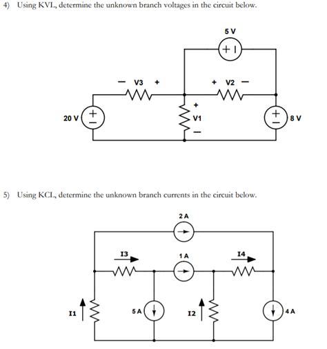 Solved 4 Using KVL Determine The Unknown Branch Voltages Chegg