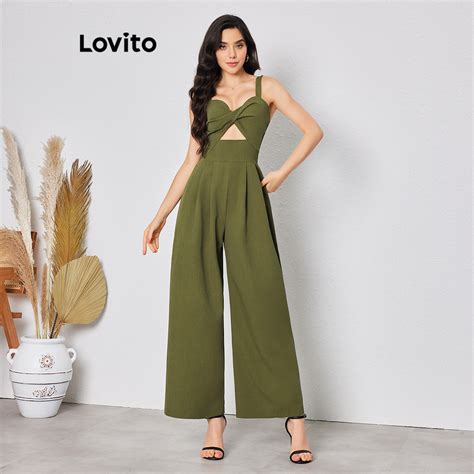 Lovito Macacão Simples Recortes para Mulheres LBL08192 Shopee Brasil