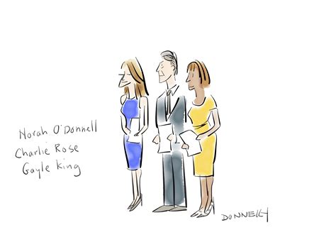 Anchors At The Dnc Political Cartoonist Liza Donnelly S Illustrations Of Cbs This Morning