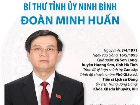 Infographics Tân Bí thư Tỉnh ủy Ninh Bình Đoàn Minh Huấn Vietnam