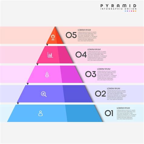 Plantilla de infografía de gráfico piramidal con 4 pasos se puede