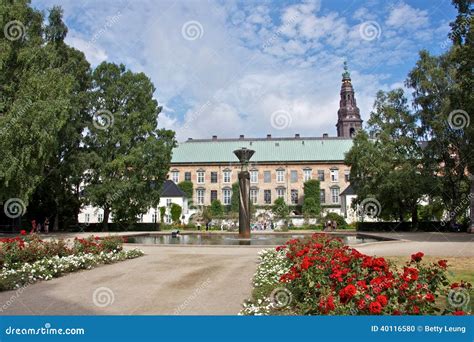 Christiansborg Palace Gardens & Fountain Stock Photo - Image of blue ...