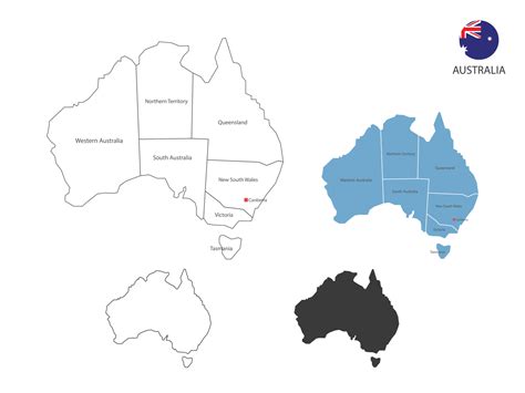 4 Style Of Australia Map Vector Illustration Have All Province And Mark