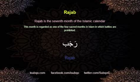 Calendrier Rajab Dates V Nements Isubqo