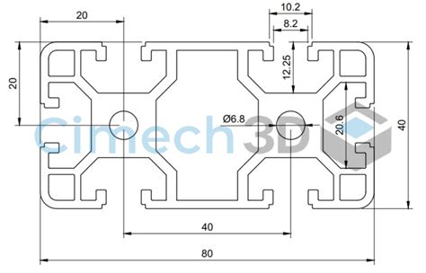 Perfil De Aluminio T Slot 4080 Plateado Cimech 3d