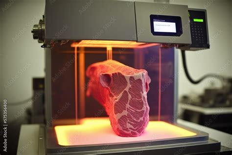 3d printer creates a piece of meat, concept of 3D Printing and ...