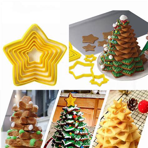 Pcs Set Christmas Tree Cookie Cutter Stars Shape Cake Biscuit Cutter