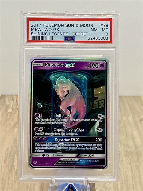 Psa 8 Mewtwo Gx 78 2017 Pokemon Shining Legends Secret Rare Test Tube Values Mavin