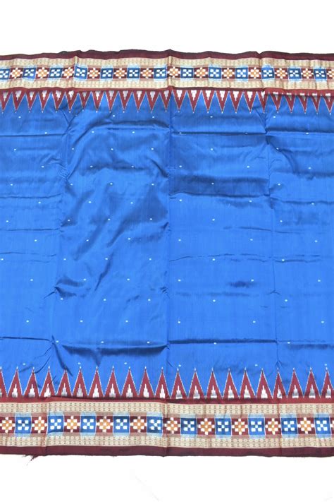 Sky Colour Pasapali Border Sambalpuri Handloom Silk Saree Sambalpuri