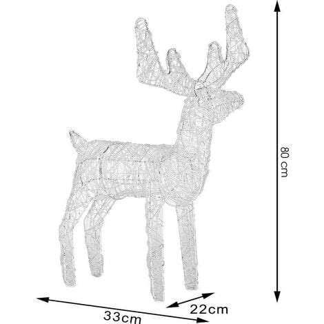 Renna Natalizia Luminosa Per Esterno 80 LED Bianco Caldo Addobbi 3D Natale