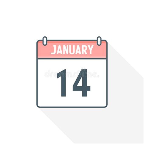 14th January Calendar Icon. January 14 Calendar Date Month Icon Vector ...