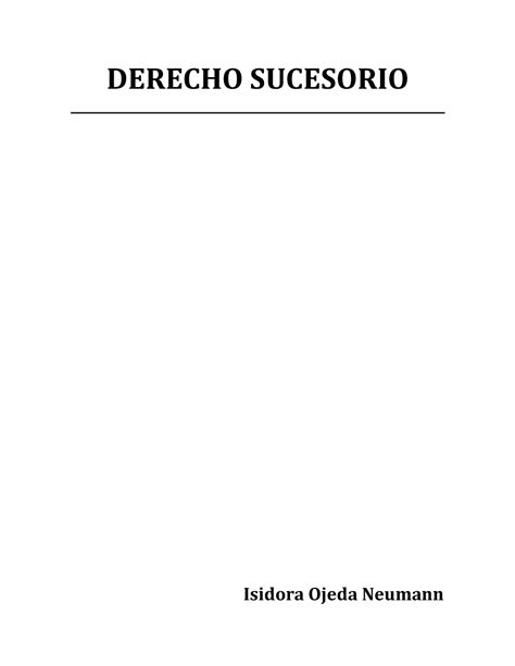 Apuntes Derecho Sucesorio Clases Derecho Sucesorio Isidora Ojeda