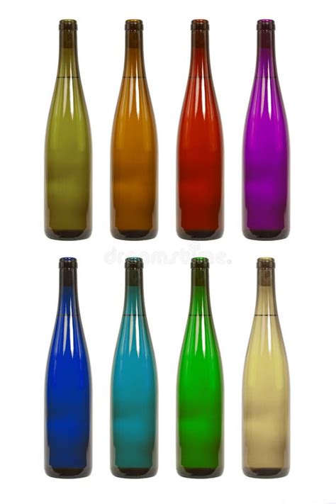 Wine Bottles In Different Colors White Background Stock Photo Image