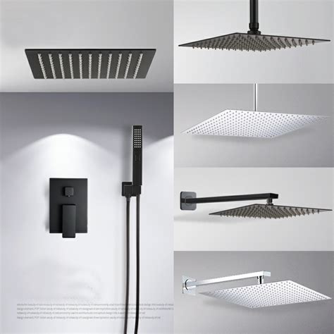 Concealed Hotel In Wall Shower Head Hot And Cold Shower Shower Set Faucet Chrome Matte Black