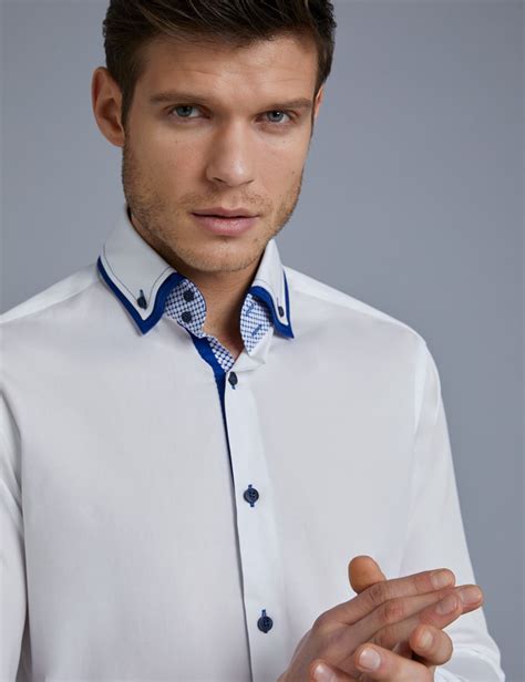 Men S Curtis White Blue Slim Fit Limited Edition Shirt With Contrast