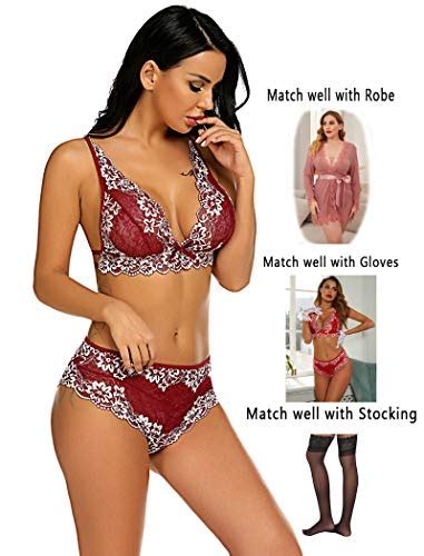 Avidlove Women Garter Lingerie Set Lace Teddy Bodysuit Babydoll Bra And