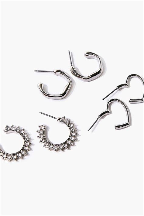 Rhinestone Hoop Earring Set