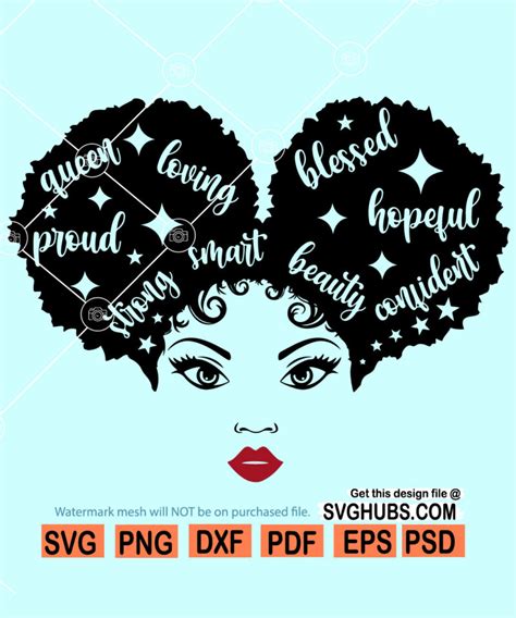 Afro Puff Queen Svg Afro Queen Svg Black Woman Red Lips Svg African American Svg Svg Hubs