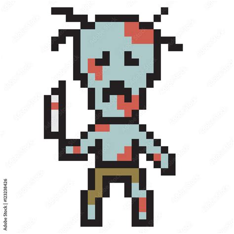 Illustration Design Pixel Art Zombie Ilustración De Stock Adobe Stock