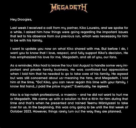 Dave Mustaine anuncia que Megadeth seguirá adelante con Teemu