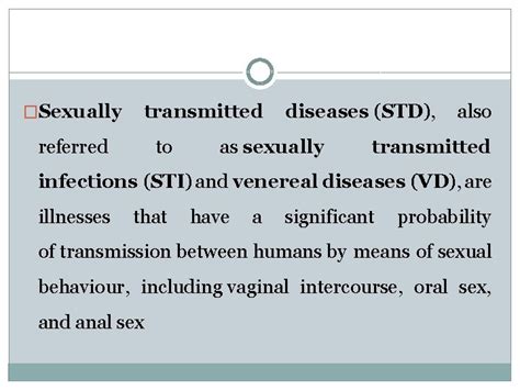 Sexually Transmitted Disease Sexually Transmitted Referred To Diseases