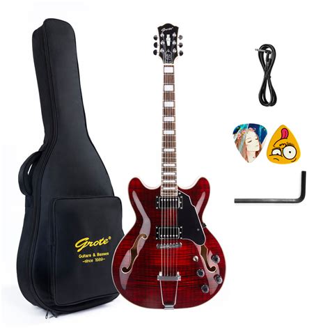 Grote 335 Style Semi Hollow Body Jazz Electric Guitar With Gigbag Grote Guitar