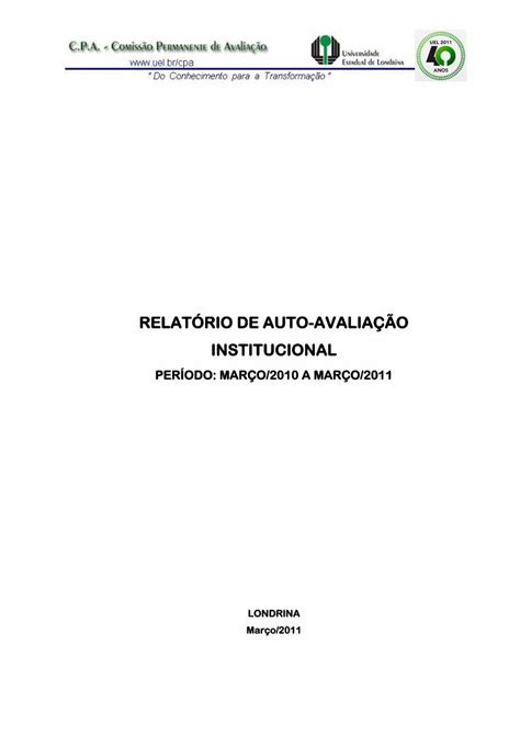 Pdf Relat Rio De Auto Avalia O Institucional Uel Br Mar O De