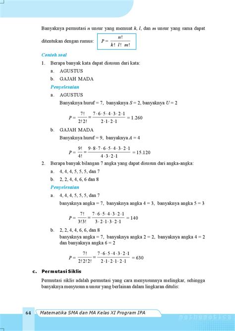 Contoh Soal Permutasi Unsur Yang Sama Pelajaranku