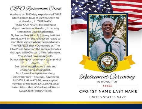 Chief Petty Officer Navy Retirement Bi Fold Program CPO Etsy