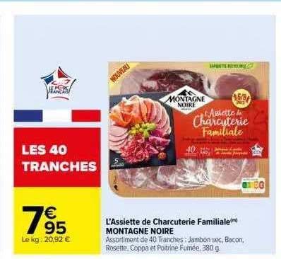 Promo L Assiette De Charcuterie Familiale Montagne Noire Chez Carrefour