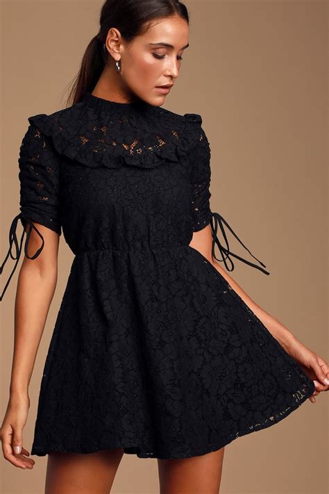 Ali And Jay Afterglow Black Dress Skater Dress Black Lace Dress Lulus