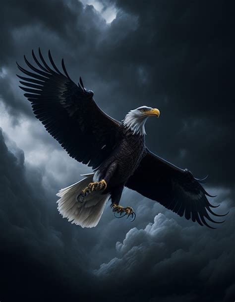 Premium AI Image A Majestic Eagle Soaring Through A Cloudy Sky