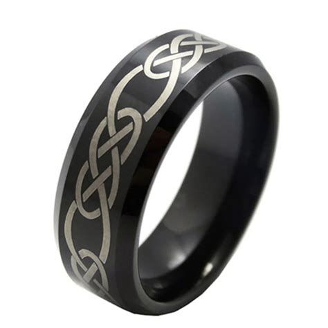 8MM Black Tungsten Carbide Celtic Jewelry Wedding Band Rings Tungsten